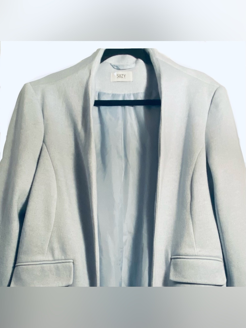 Suzy Shier Open Front/Cardigan style Baby Blue Women’s Coat